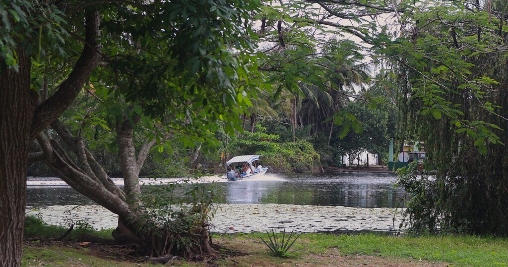 La visite en bateau au lac que est le cœur des marais de Zapata